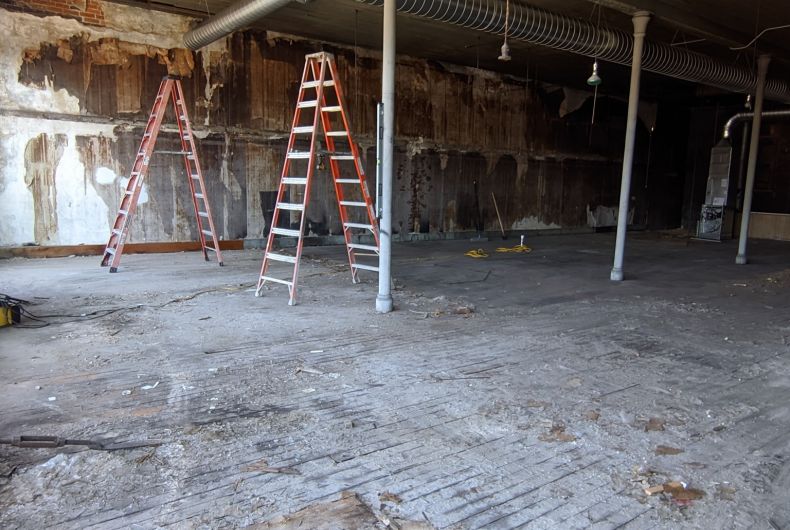 Ladders in an empty building