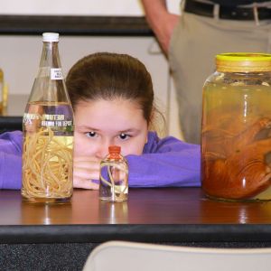 thumbnail image of A kid looking into a small bottle