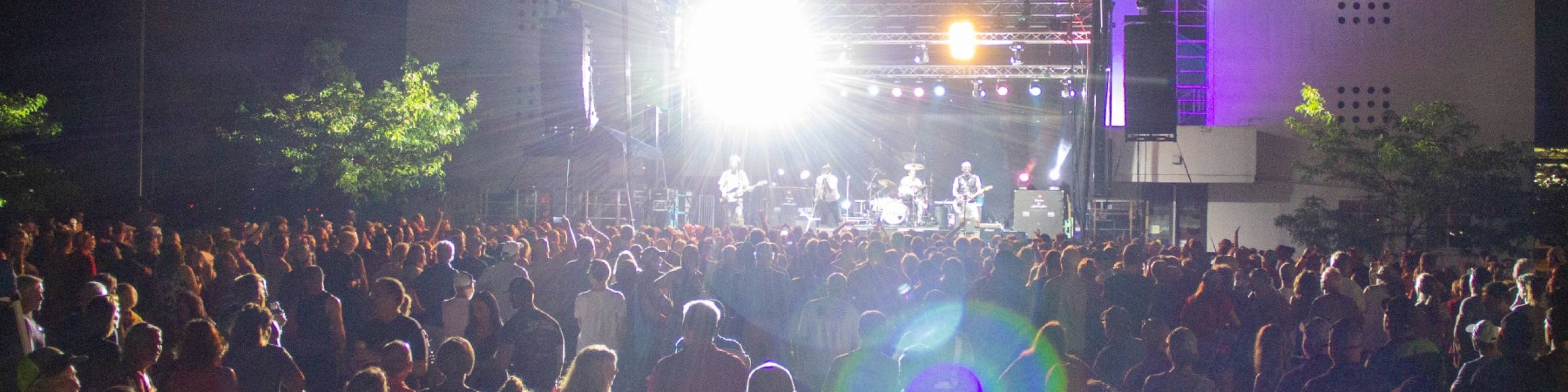 Band playing view from crowd